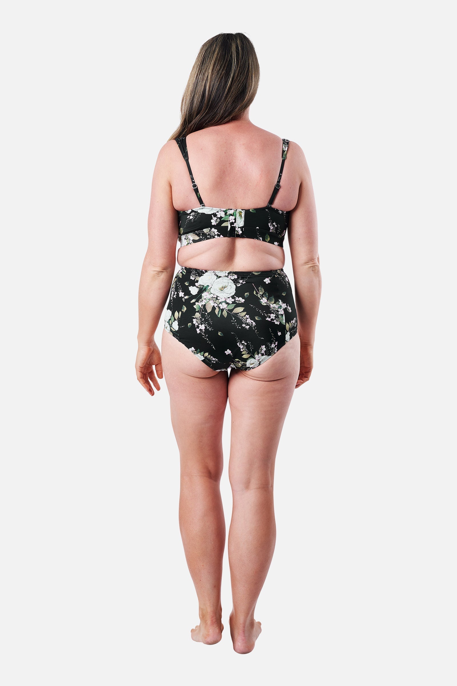 Never Say Never High-Waisted Bikini Bottom LONDON BOTANICAL BLACK