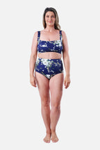 Never Say Never High-Waisted Bikini Bottom LONDON BOTANICAL NAVY