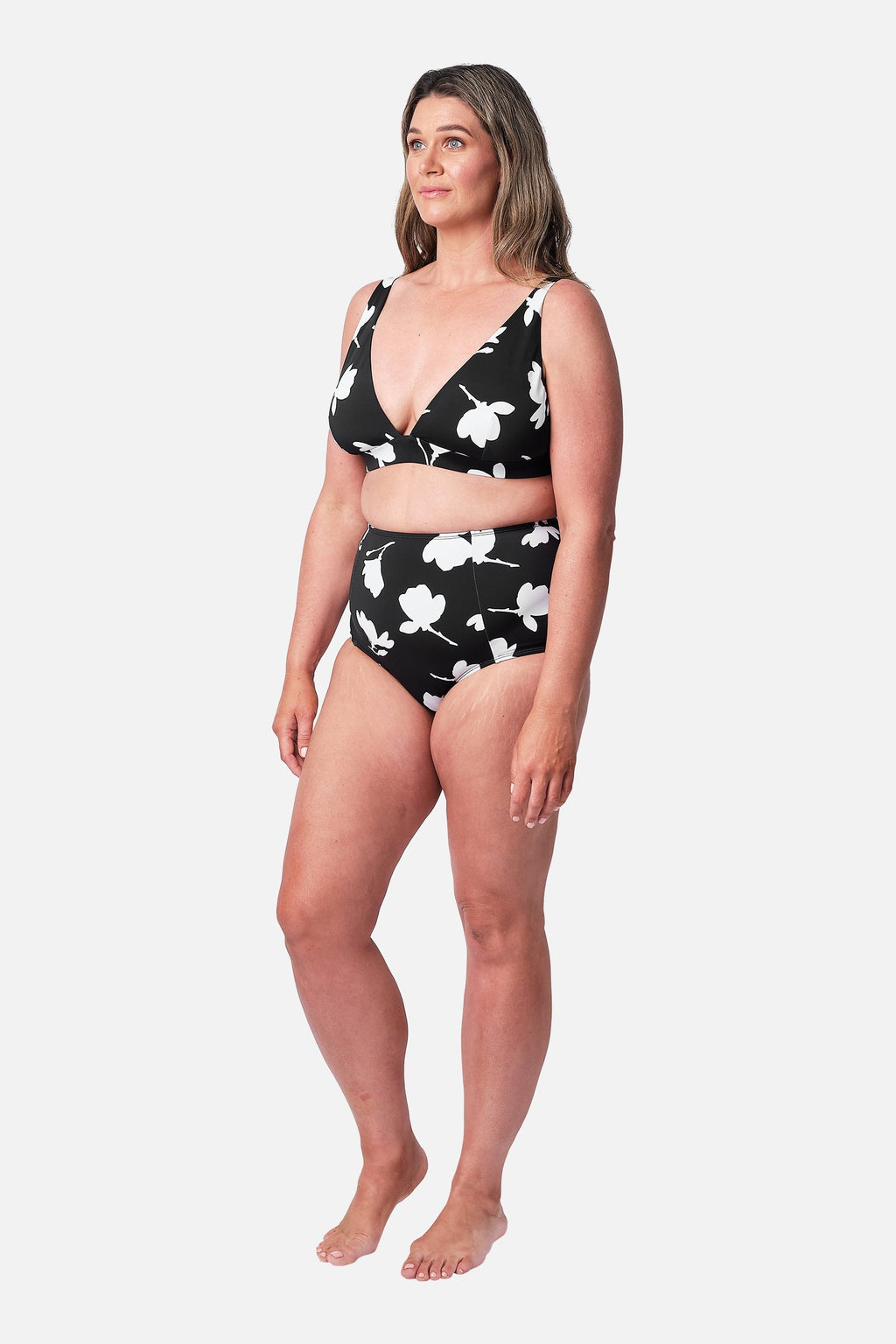 Never Say Never High-Waisted Bikini Bottom MAGNOLIA SILHOUETTE BLACK
