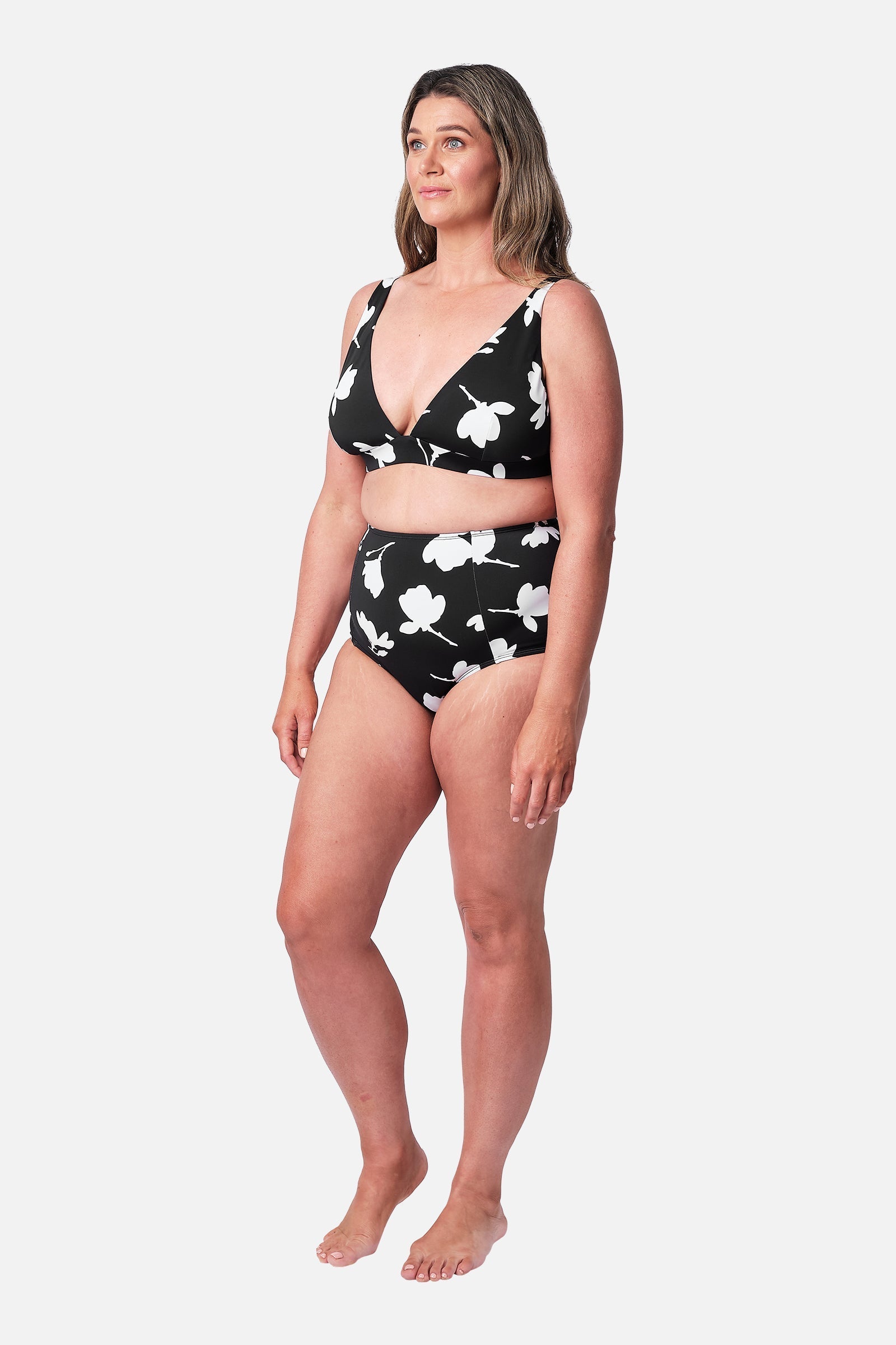 Never Say Never High-Waisted Bikini Bottom MAGNOLIA SILHOUETTE BLACK