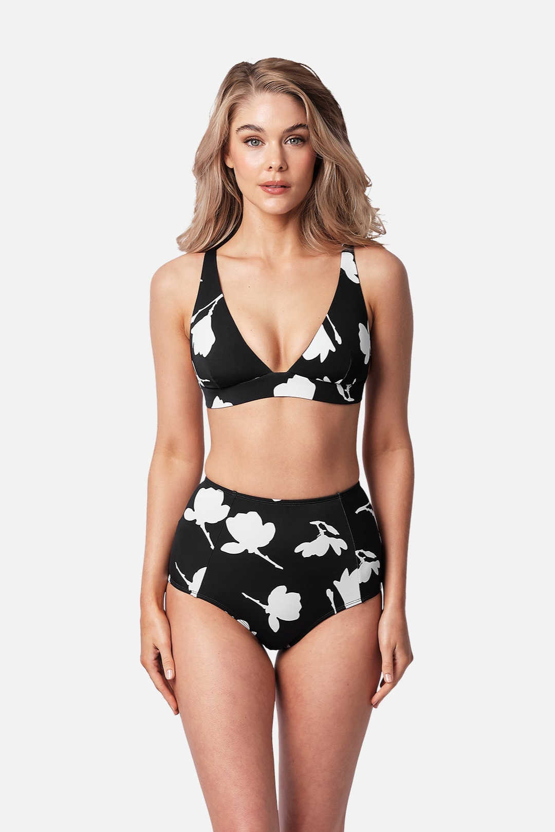 Never Say Never High-Waisted Bikini Bottom MAGNOLIA SILHOUETTE BLACK