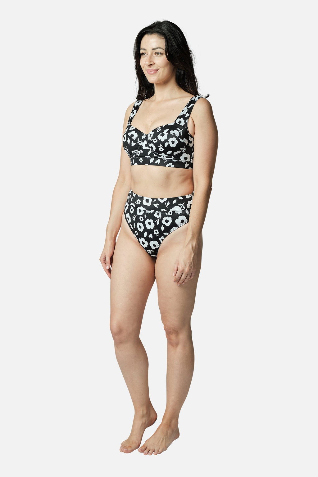 Original Bustier Balconette Bikini Bralette DAISY SILHOUETTE BLACK