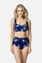 Original Bustier Balconette Bikini Bralette FREESIA SILHOUETTE NAVY