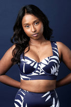 Original Bustier Balconette Bikini Bralette PALM SILHOUETTE NAVY