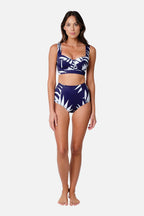 Original Bustier Balconette Bikini Bralette PALM SILHOUETTE NAVY