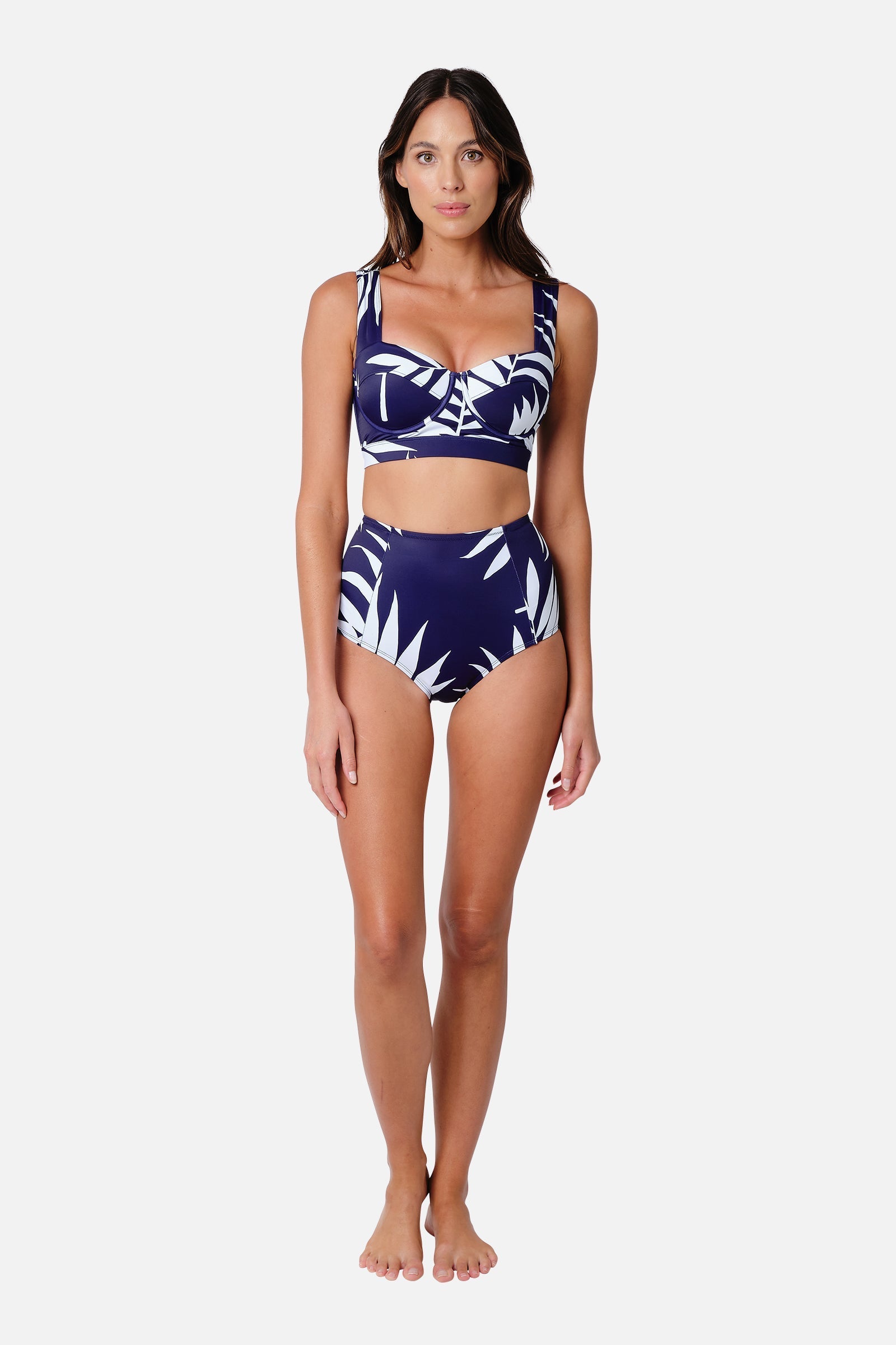 Original Bustier Balconette Bikini Bralette PALM SILHOUETTE NAVY