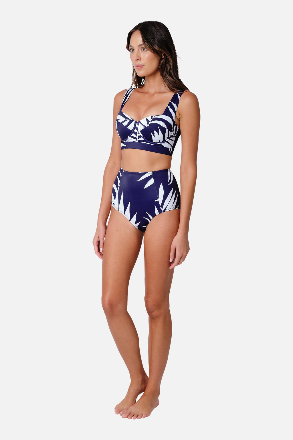 Original Bustier Balconette Bikini Bralette PALM SILHOUETTE NAVY