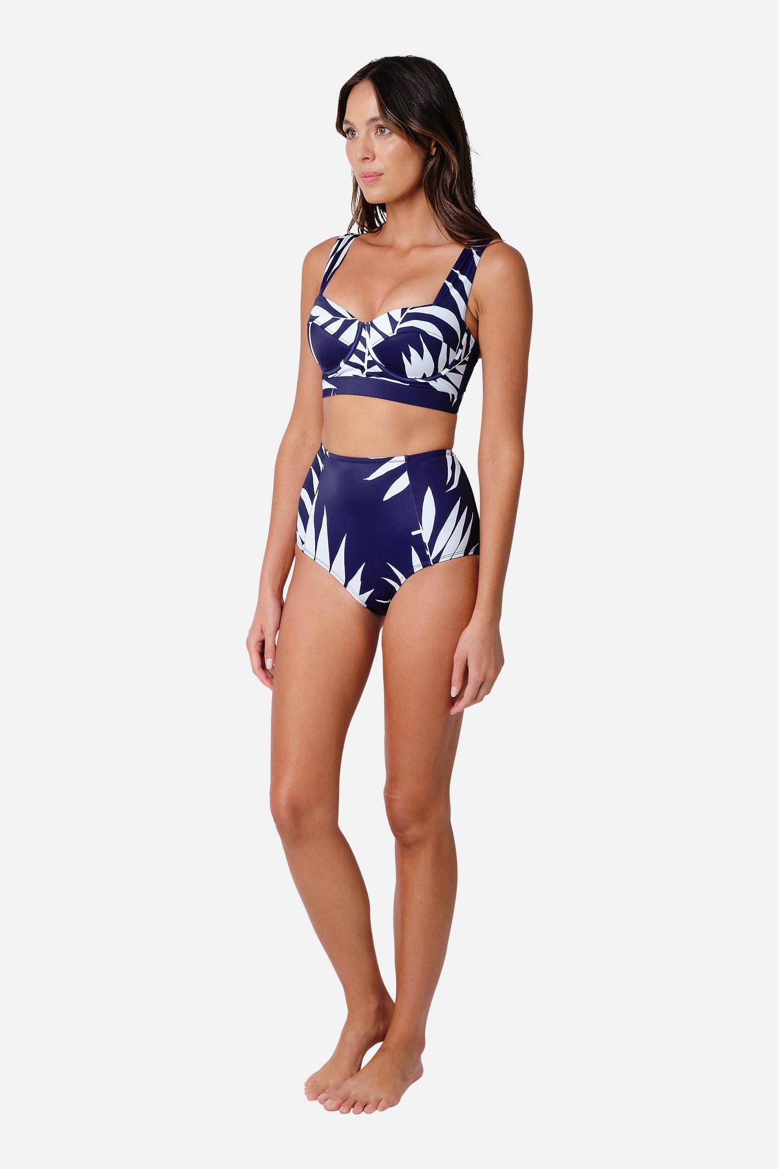 Original Bustier Balconette Bikini Bralette PALM SILHOUETTE NAVY