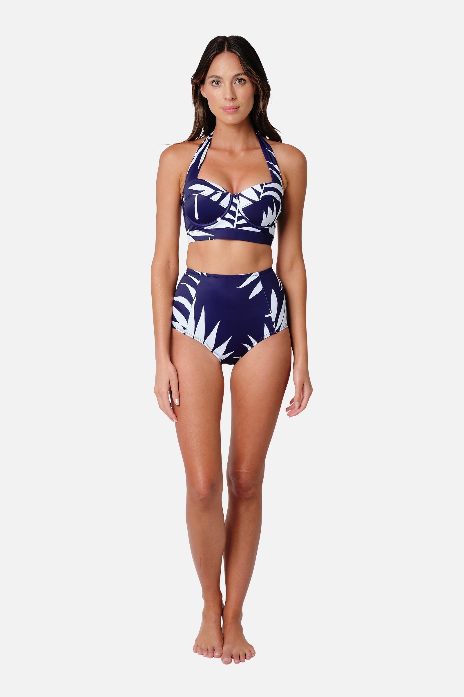 Original Bustier Balconette Bikini Bralette PALM SILHOUETTE NAVY
