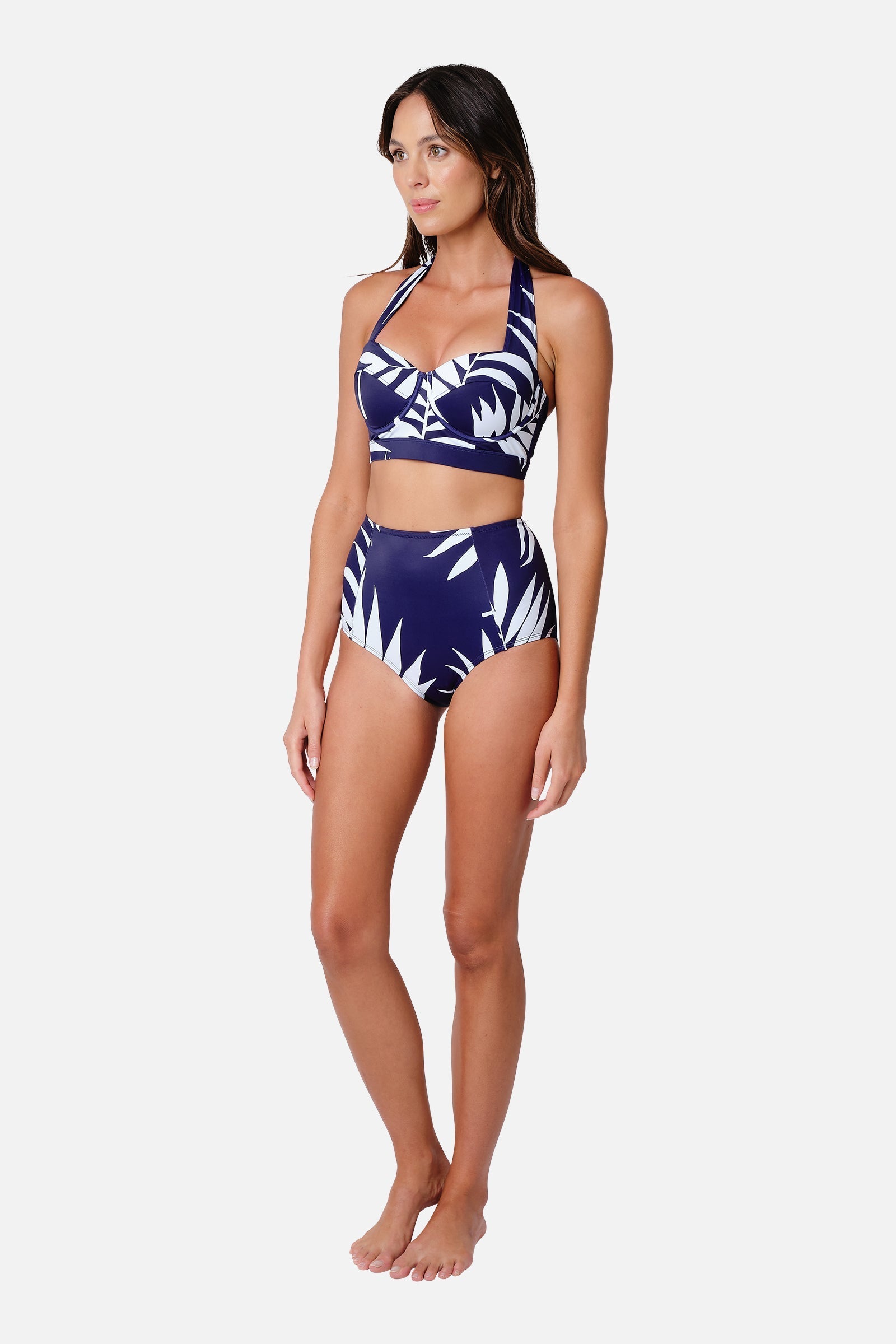 Original Bustier Balconette Bikini Bralette PALM SILHOUETTE NAVY