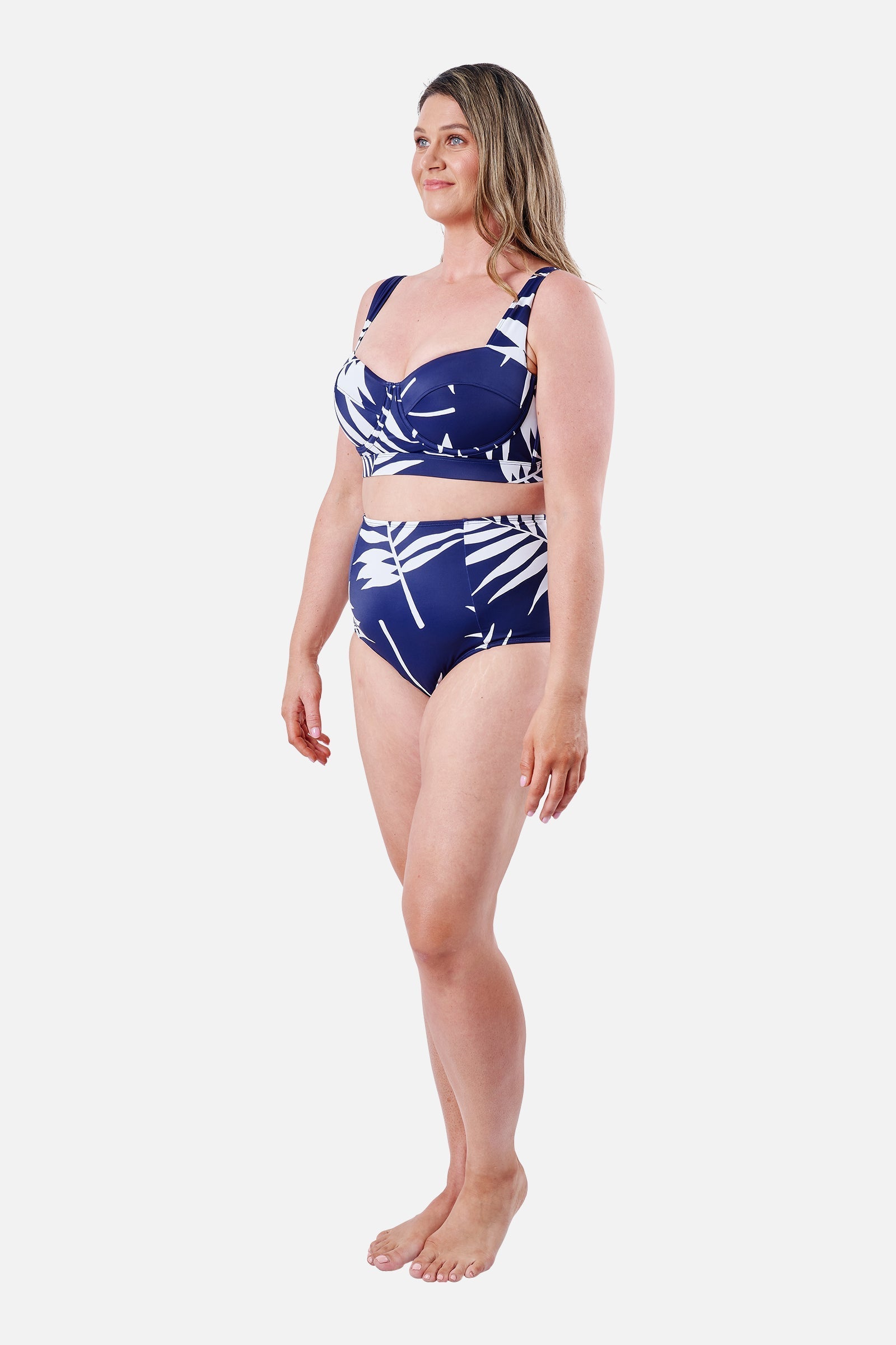 Original Bustier Balconette Bikini Bralette PALM SILHOUETTE NAVY