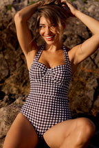 Original Bustier Balconette One Piece BLACK GINGHAM