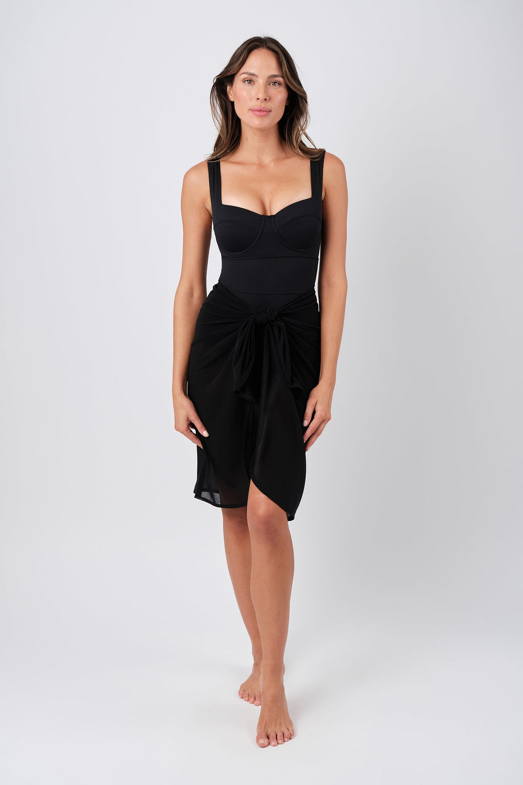 Original Bustier Balconette One Piece BLACK TEXTURE