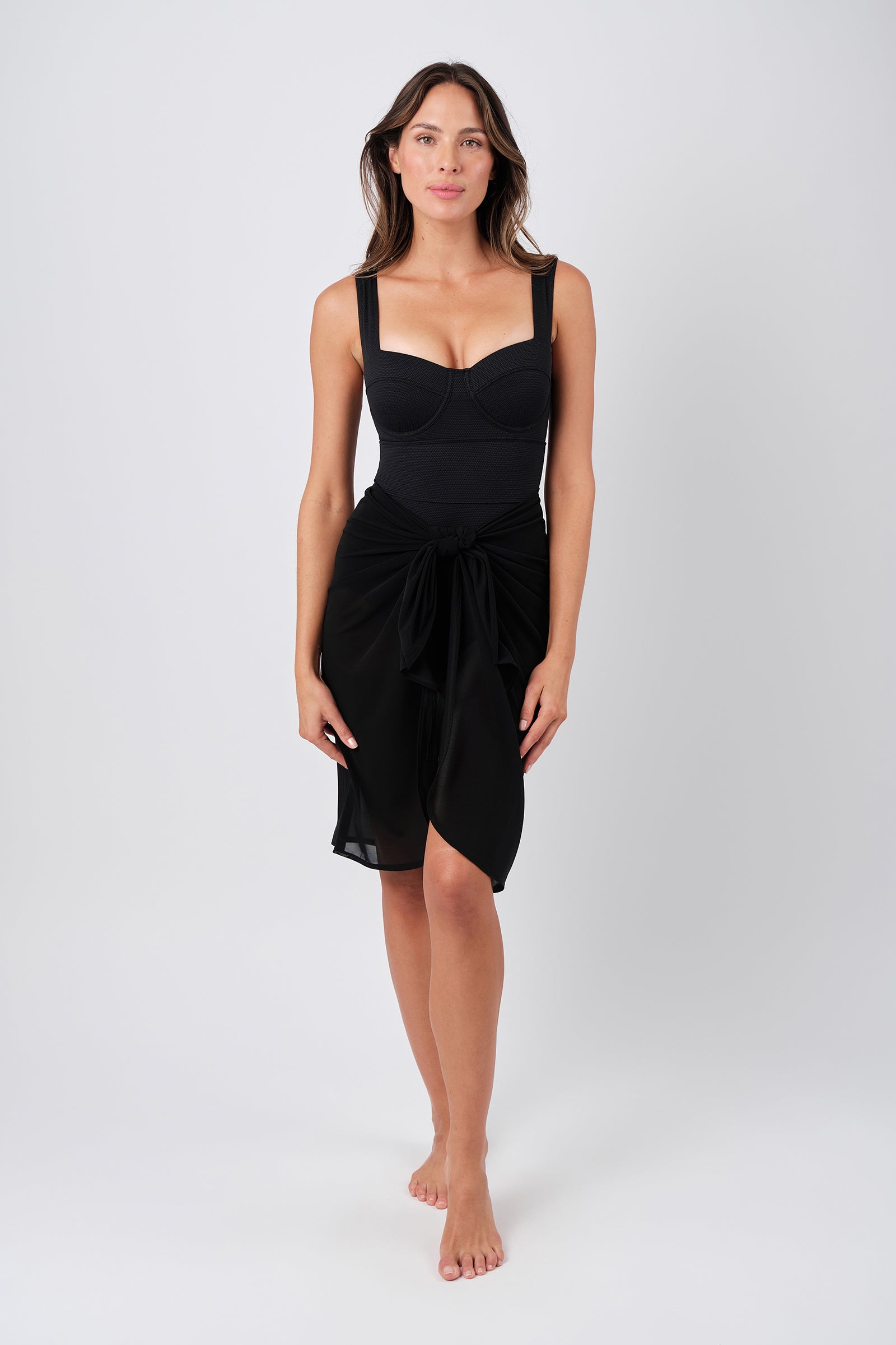 Original Bustier Balconette One Piece BLACK TEXTURE