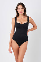 Original Bustier Balconette One Piece BLACK TEXTURE