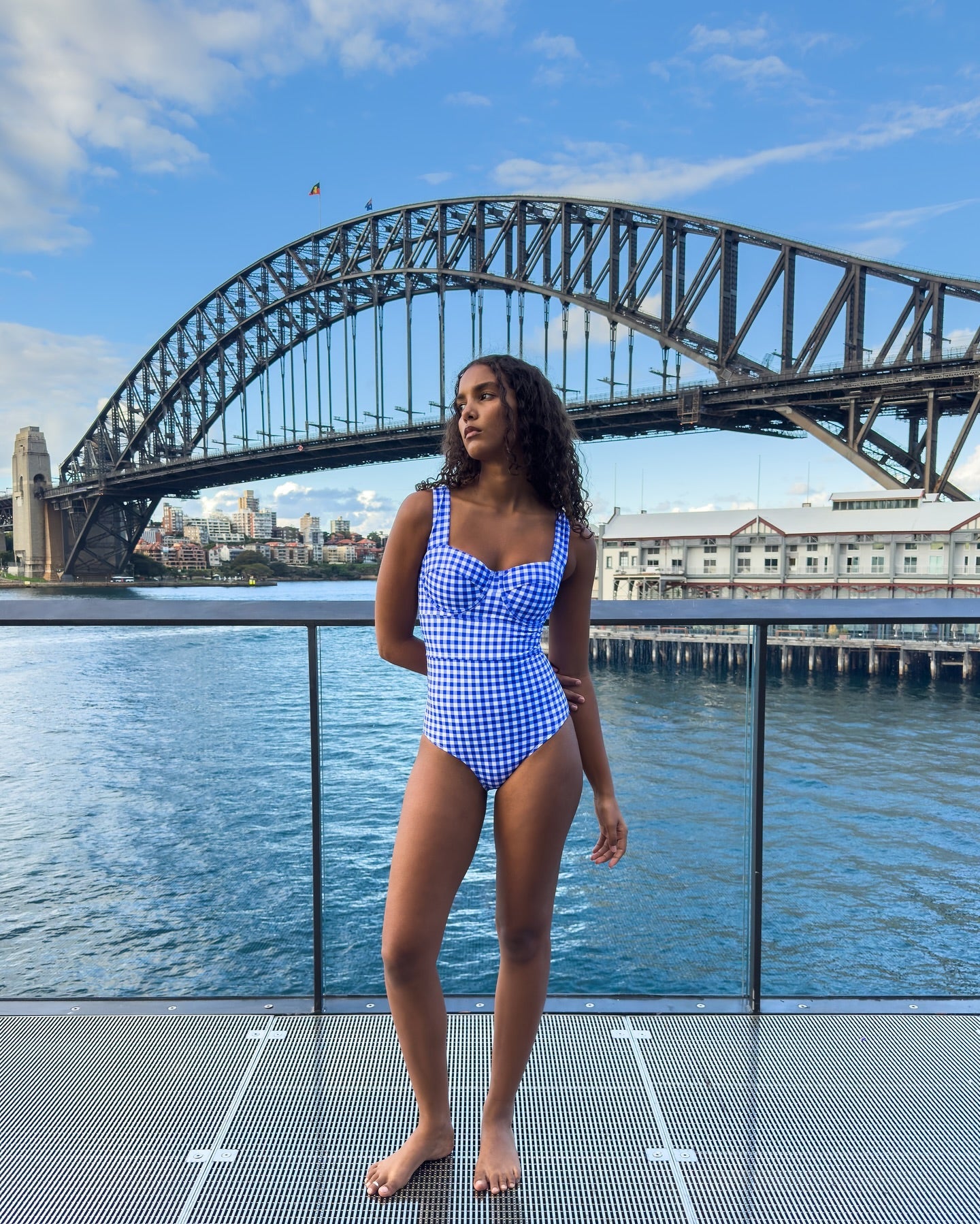 Original Bustier Balconette One Piece COBALT BLUE GINGHAM