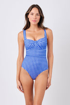 Original Bustier Balconette One Piece COBALT BLUE GINGHAM