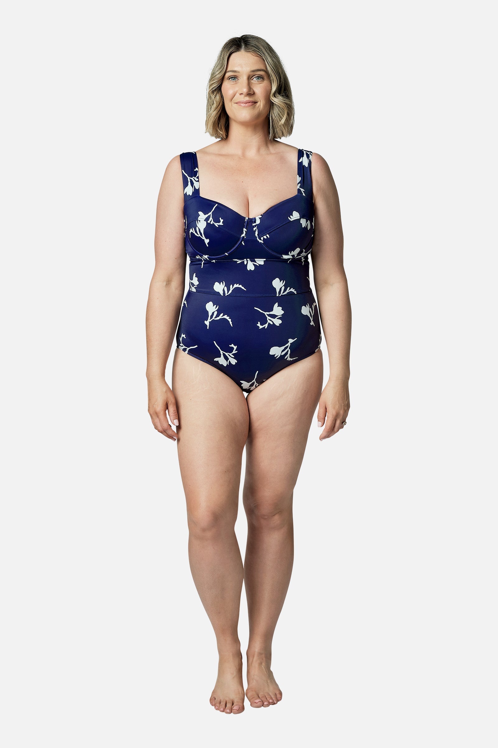 Original Bustier Balconette One Piece FREESIA SILHOUETTE NAVY