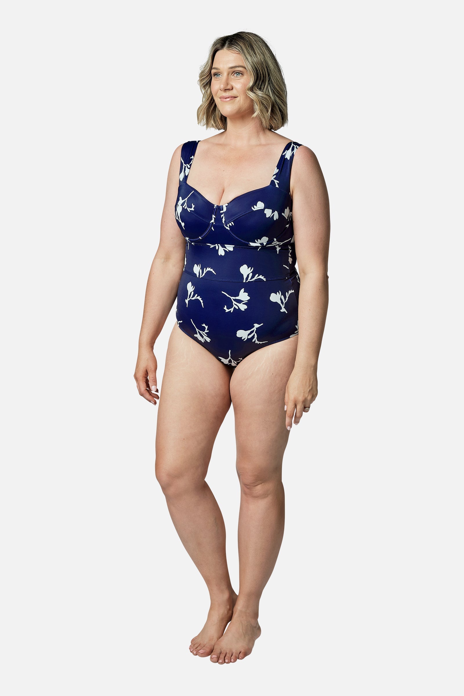 Original Bustier Balconette One Piece FREESIA SILHOUETTE NAVY