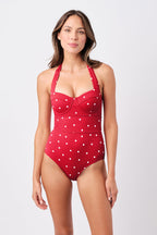 Original Bustier Balconette One Piece POLKA ROUGE TEXTURE
