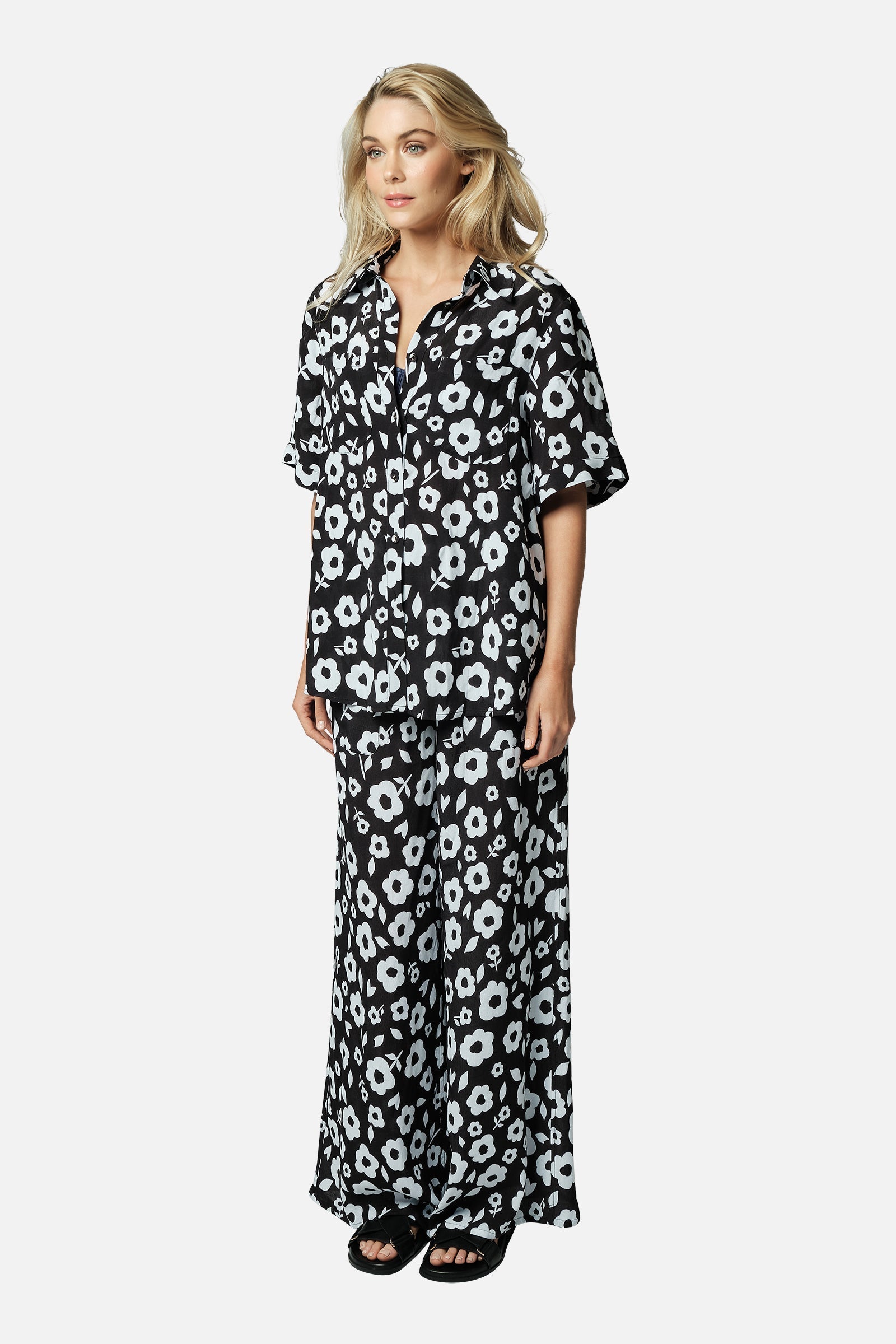 Palazzo Pants DAISY SILHOUETTE BLACK
