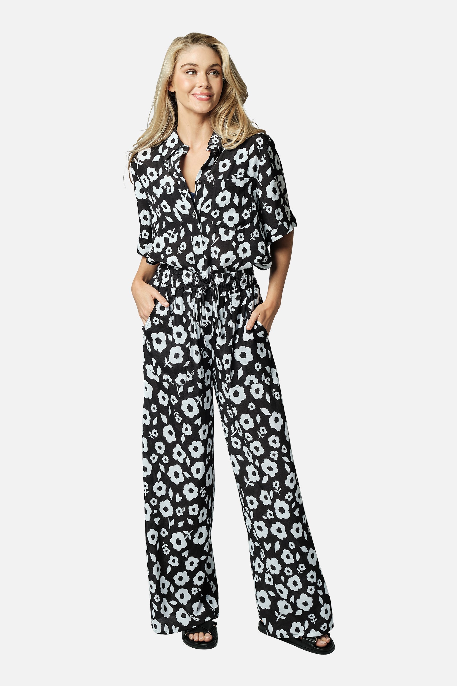 Palazzo Pants DAISY SILHOUETTE BLACK
