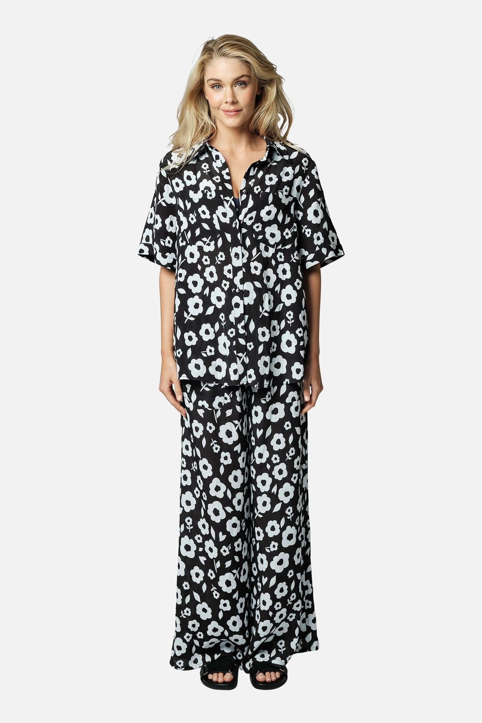 Palazzo Pants DAISY SILHOUETTE BLACK