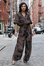 Palazzo Pants PALM SILHOUETTE CHOCOLATE