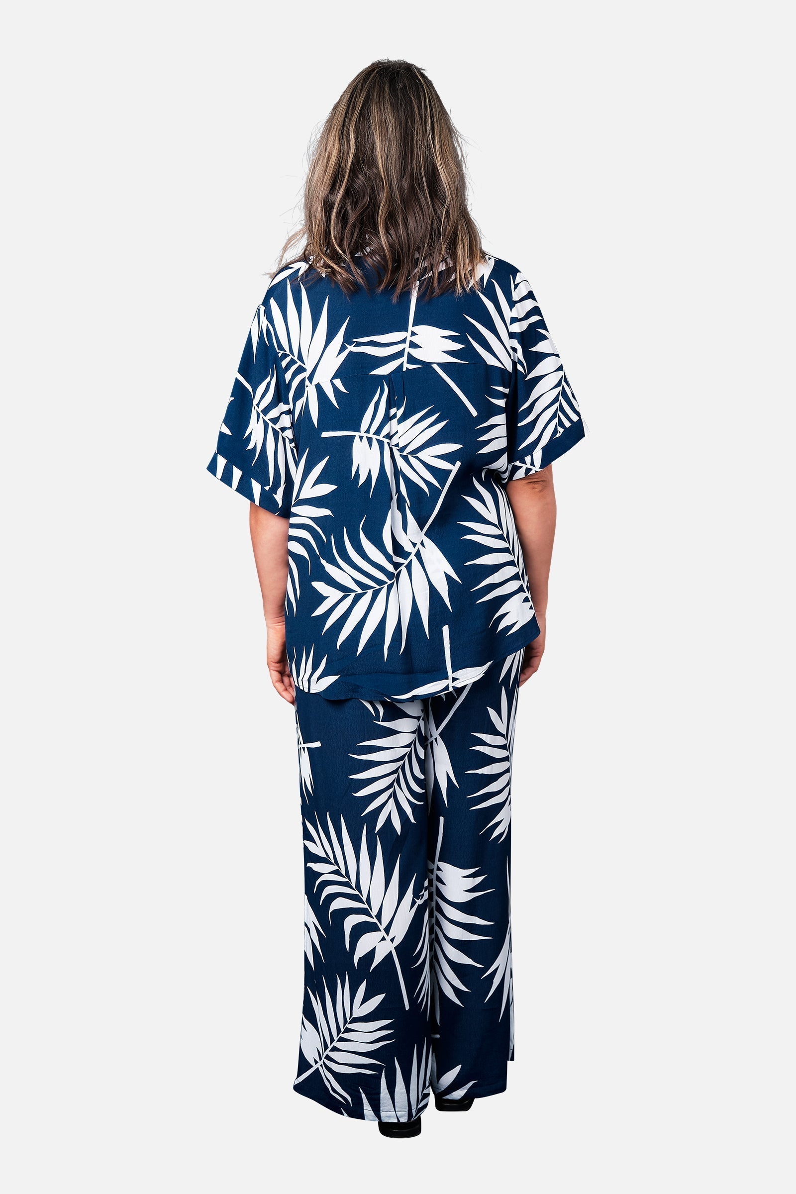 Palazzo Pants PALM SILHOUETTE NAVY