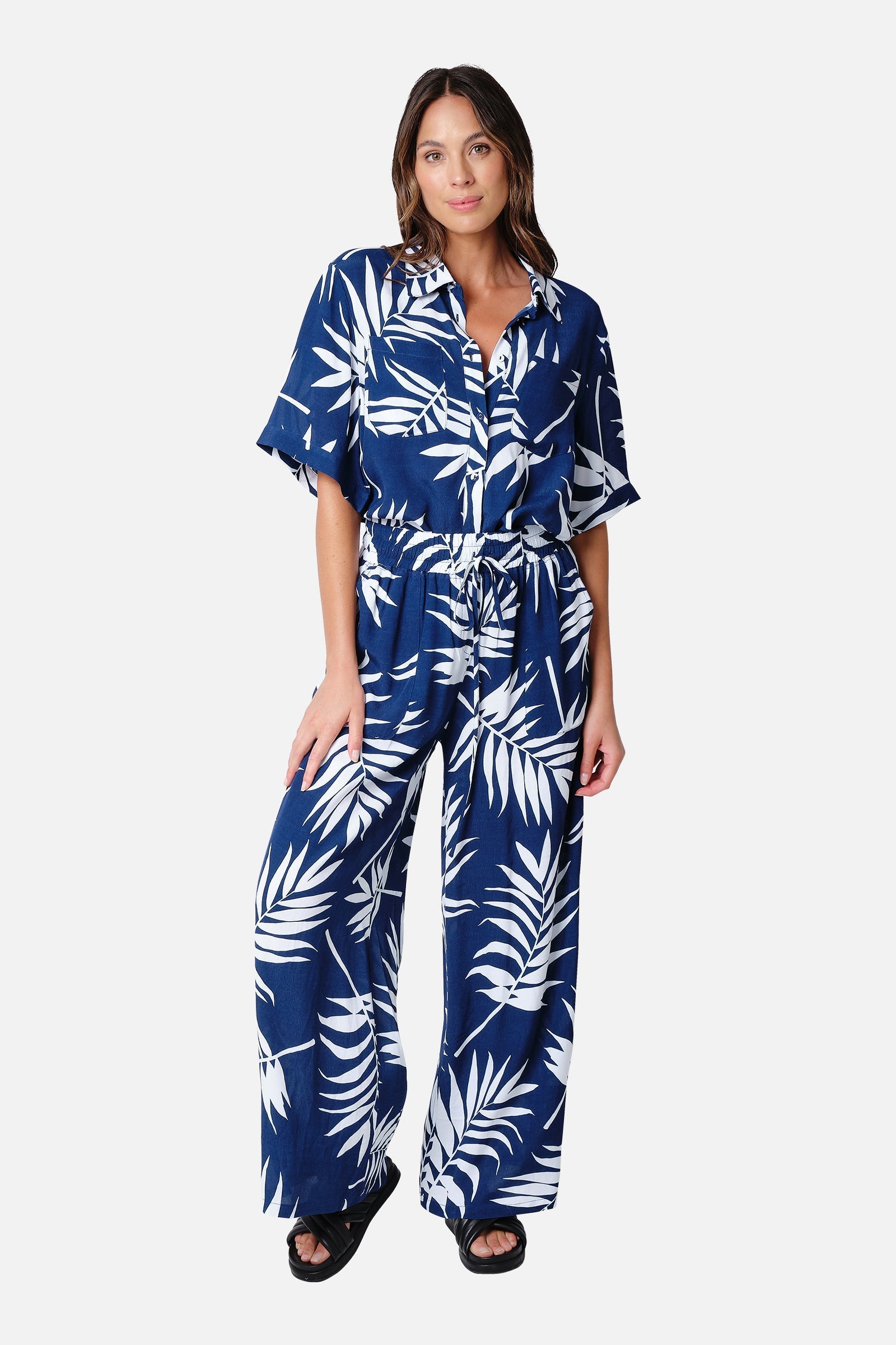 Palazzo Pants PALM SILHOUETTE NAVY