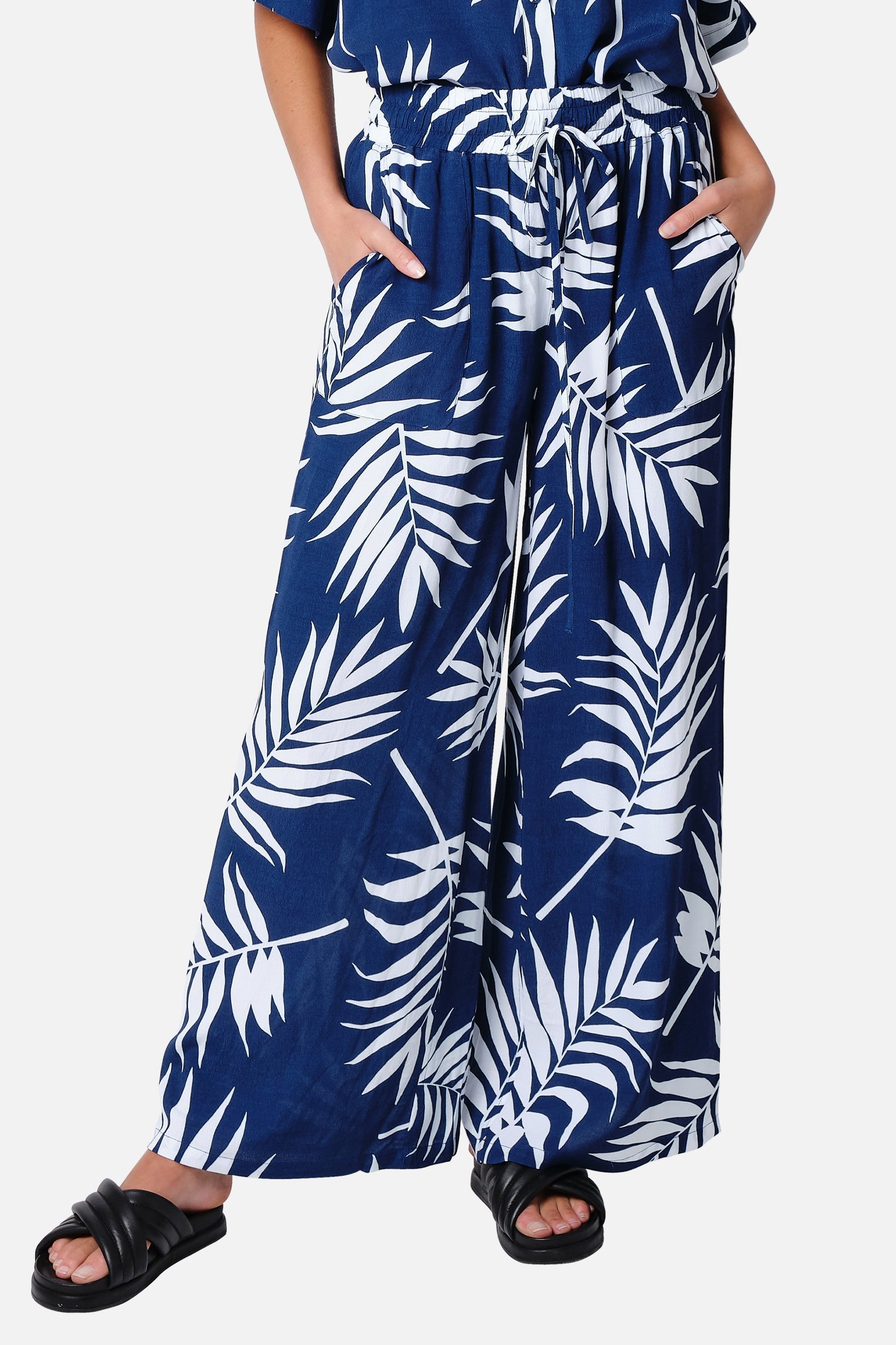 Palazzo Pants PALM SILHOUETTE NAVY
