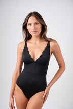 Scalloped Classic One Piece BLACK