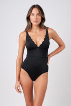 Scalloped Classic One Piece BLACK