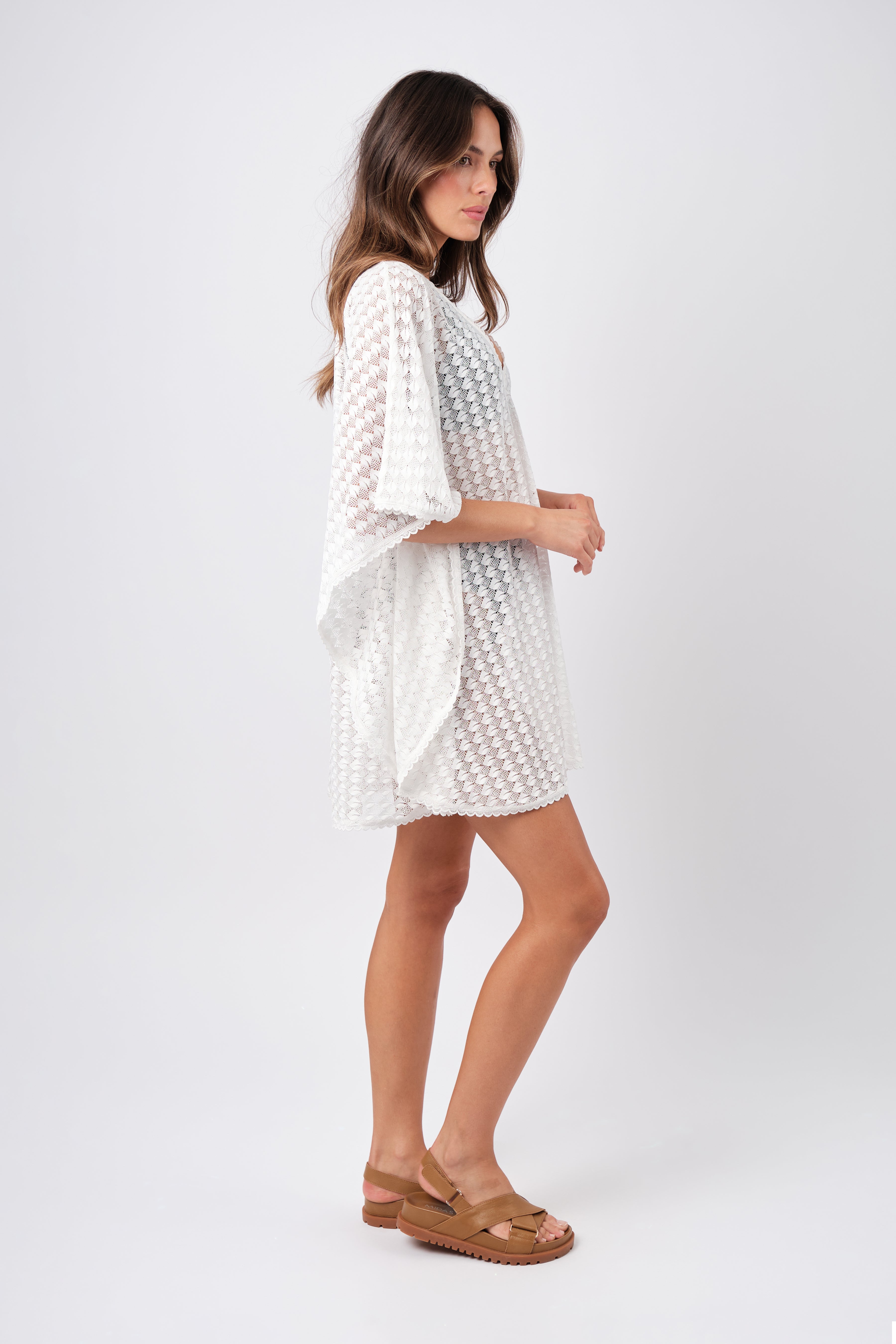 Scalloped Lace Kaftan WHITE
