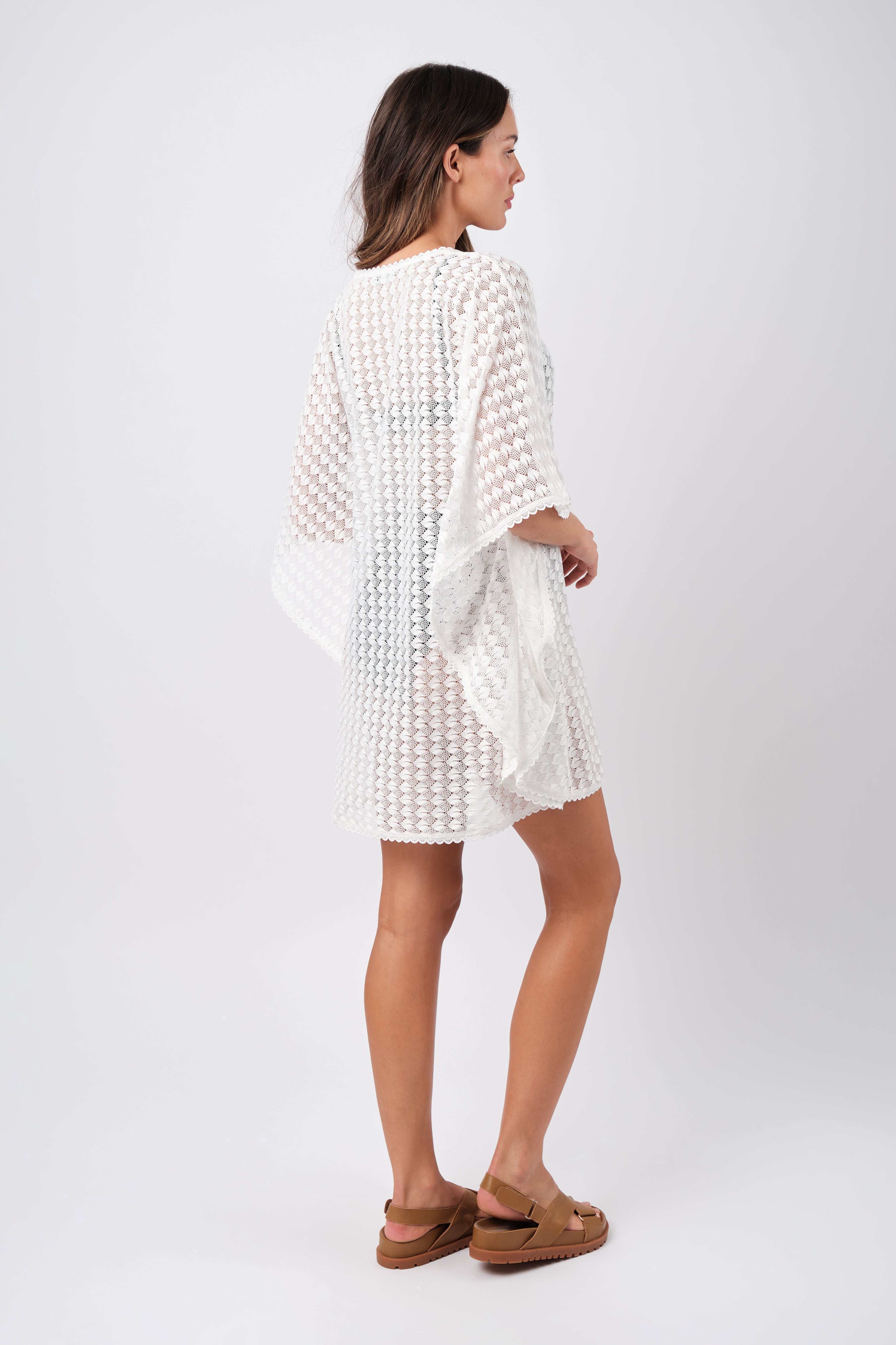 Scalloped Lace Kaftan WHITE