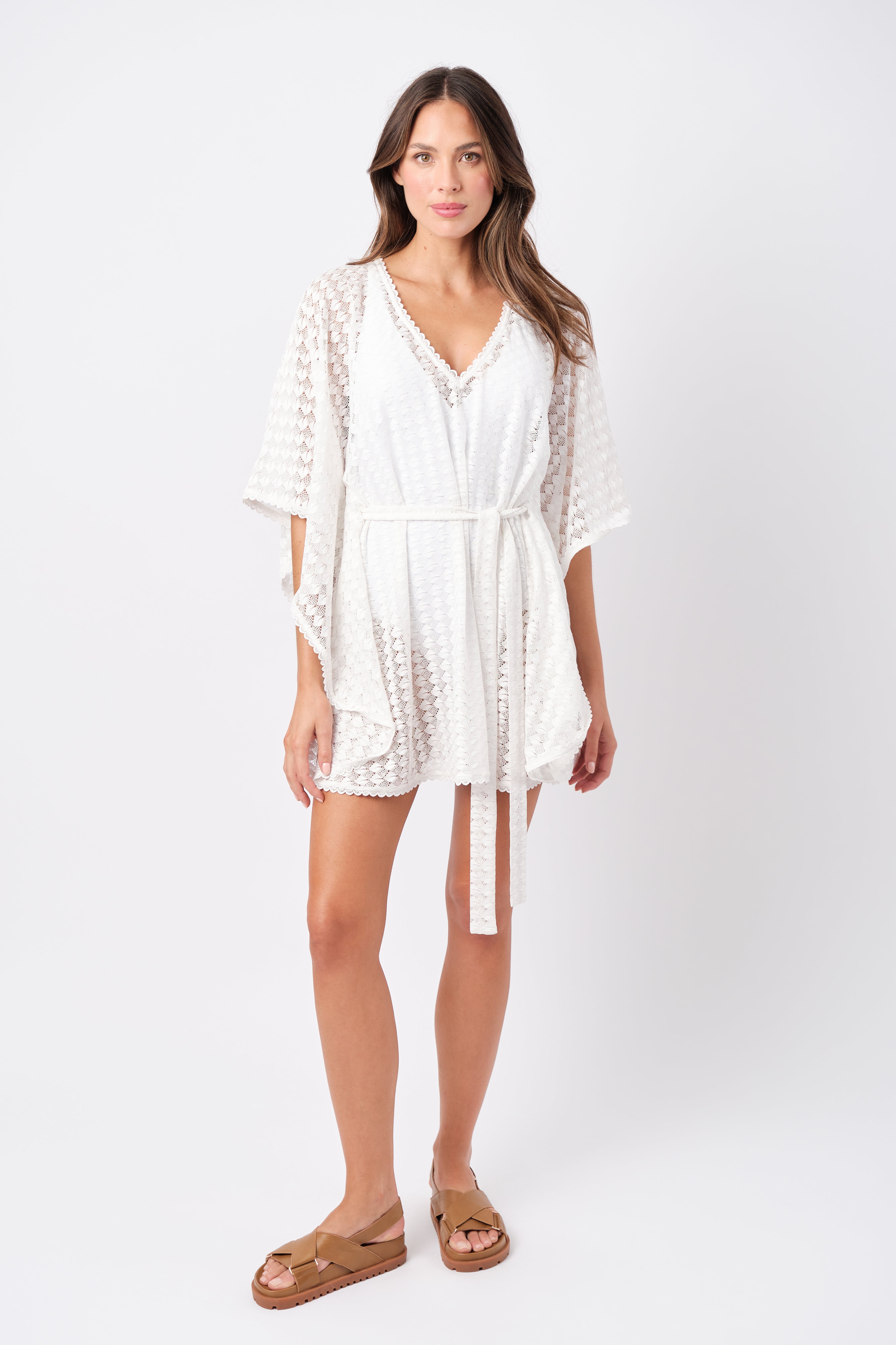 Scalloped Lace Kaftan WHITE