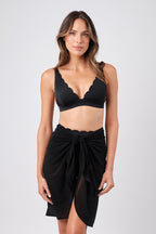 Scalloped Never Say Never Bikini Bralette BLACK