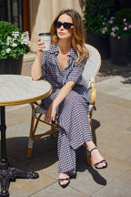 Short Sleeve Button-Up Shirt BLACK GINGHAM