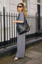 Short Sleeve Button-Up Shirt BLACK GINGHAM