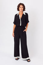 Short Sleeve Button-Up Shirt MONOCHROME