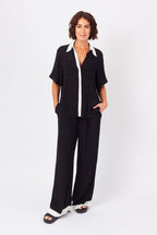 Short Sleeve Button-Up Shirt MONOCHROME