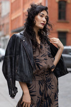 Short Sleeve Button-Up Shirt PALM SILHOUETTE CHOCOLATE